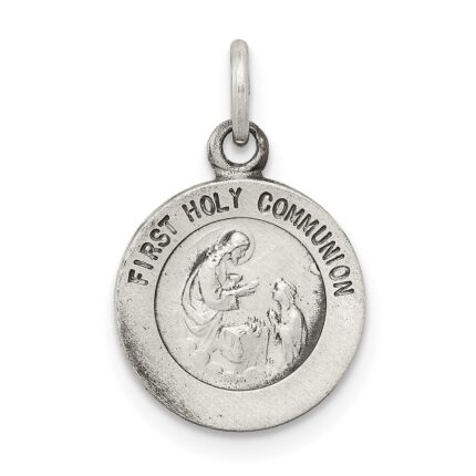 Sterling Silver Antiqued First Holy Communion Medal