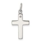 Sterling Silver Rhodium-plated Black Ink FAITH and CZ Antiqued Cross Charm - Image 4