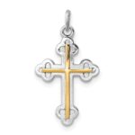 Sterling Silver Platinum-plated & 18k Gold-plated Cross Charm