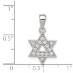 Sterling Silver Rhodium-plated CZ Star of David Pendant - Image 3