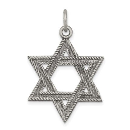 Sterling Silver Antiqued Star of David Charm
