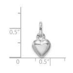 Sterling Silver Rhodium Plated Puffed Heart Charm - Image 4