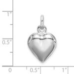 Sterling Silver Rhodium-plated Puffed Heart Charm - Image 4