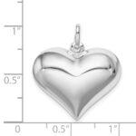 Sterling Silver Rhodium-plated Puffed Heart Pendant - Image 4