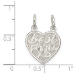 Sterling Silver Best Friends 2-piece break apart Heart Charm - Image 3