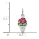 Sterling Silver Pink and Green Stellux Crystal Ice Cream Cone Charm - Image 3