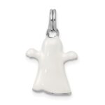 Sterling Silver Rhodium-platedWhite Enamel Ghost Charm - Image 3