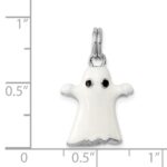 Sterling Silver Rhodium-platedWhite Enamel Ghost Charm - Image 4