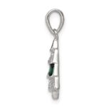 Sterling Silver Rhodium-plated CZ and Enameled Christmas Tree Pendant - Image 2