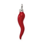 Sterling Silver Red Enamel Italian Horn Pendant - Image 4