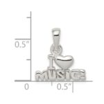 Sterling Silver I Love Music Pendant - Image 3