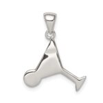 Sterling Silver Rhodium-plated and Hematite-plated Marcasite Red and Green Enameled Martini Pendant - Image 4