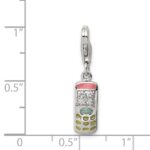 Sterling Silver Rhodium-plated Enameled and CZ Cell Phone Charm - Image 3