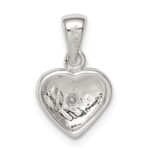 Sterling Silver Rhodium Plated Red Enamel with CZ Heart Pendant - Image 3