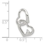 Sterling Silver Rhodium-plated CZ Hearts Pendant - Image 3