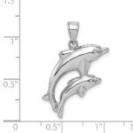 Sterling Silver Rhodium-plated Polished Dolphins Pendant - Image 4