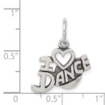 Sterling Silver Antiqued I Love Dance Charm - Image 3
