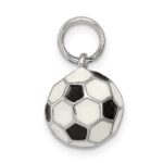 Sterling Silver Rhodium-plated and Enameled Soccer Ball Charm - Image 2