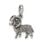 Sterling Silver Antiqued Aries Zodiac Pendant - Image 5