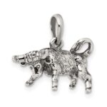 Sterling Silver Antiqued Taurus Zodiac Pendant - Image 5