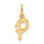 Sterling Silver Gold-tone Polished Letter P Initial Charm
