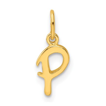 Sterling Silver Gold-tone Polished Letter P Initial Charm