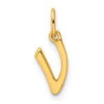 Sterling Silver Gold-tone Polished Letter V Initial Charm - Image 3
