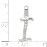 Sterling Silver CZ Letter I Initial Pendant - Image 4