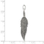 Sterling Silver Antiqued Feather Pendant - Image 3