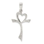 Sterling Silver Polished Heart Cross - Image 4