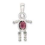 Sterling Silver Rhodium-plated CZ & February Glass Boy Pendant - Image 4