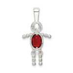 Sterling Silver Rhodium-plated CZ & July Glass Boy Pendant - Image 4