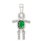 Sterling Silver Rhodium-plated CZ & May Glass Boy Pendant - Image 4