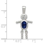 Sterling Silver Rhodium-plated CZ & September Glass Boy Pendant - Image 3