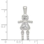 Sterling Silver Rhodium-plated CZ & April Glass Girl Pendant - Image 3