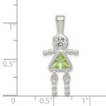 Sterling Silver Rhodium-plated CZ & August Glass Girl Pendant - Image 3