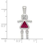 Sterling Silver Rhodium-plated CZ & July Glass Girl Pendant - Image 3