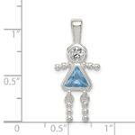 Sterling Silver Rhodium-plated CZ & March Glass Girl Pendant - Image 3