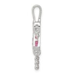 Sterling Silver Rhodium-plated CZ & October Pink CZ Girl Pendant - Image 2