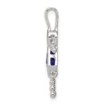 Sterling Silver Rhodium-plated CZ & September Glass Girl Pendant - Image 2