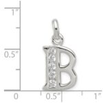 Sterling Silver White CZ Letter B Initial Pendant - Image 3