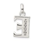 Sterling Silver White CZ Letter E Initial Pendant - Image 3
