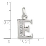 Sterling Silver White CZ Letter E Initial Pendant - Image 4