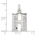 Sterling Silver White CZ Letter H Initial Pendant - Image 4