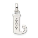 Sterling Silver White CZ Letter J Initial Pendant - Image 3