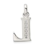 Sterling Silver White CZ Letter L Initial Pendant - Image 3