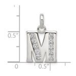 Sterling Silver White CZ Letter M Initial Pendant - Image 4