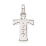 Sterling Silver White CZ Letter T Initial Pendant - Image 3