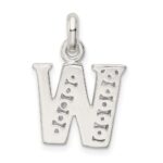 Sterling Silver White CZ Letter W Initial Pendant - Image 3