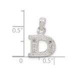 Sterling Silver CZ Letter D Initial Pendant - Image 3